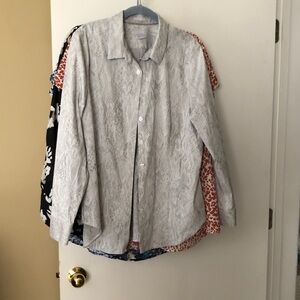 Chico's Light Gray Casual Button-Down Shirt